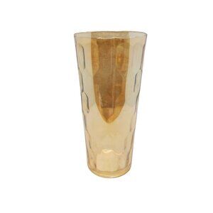 Vintage Jeanette Hex Optic Iridescent Amber-Colored Textured Glass Tumbler